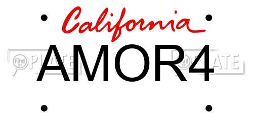 AMOR4 California License Plate