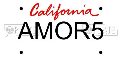 AMOR5 California License Plate