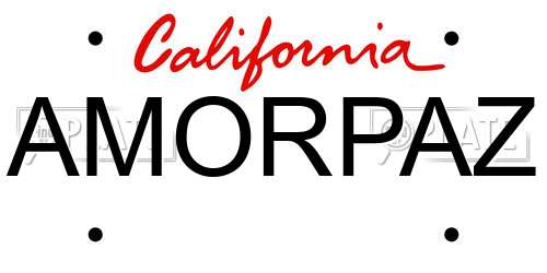 AMORPAZ California License Plate