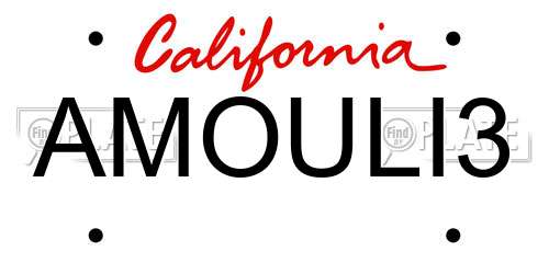 AMOULI3 California License Plate
