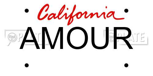 AMOUR California License Plate