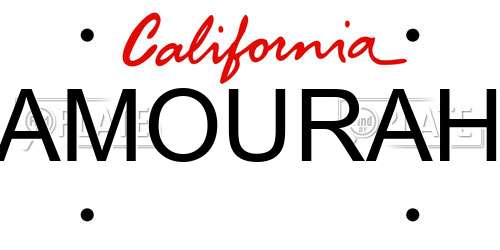 AMOURAH California License Plate