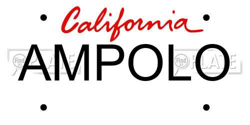 AMPOLO California License Plate