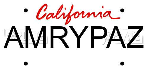 AMRYPAZ California License Plate