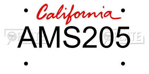 AMS205 California License Plate