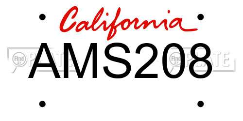 AMS208 California License Plate