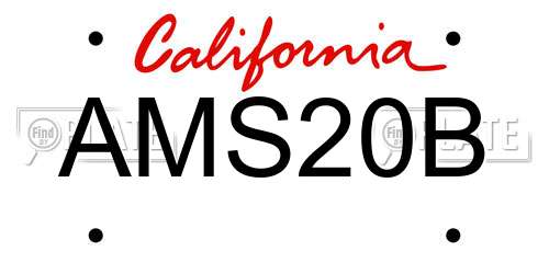 AMS20B California License Plate