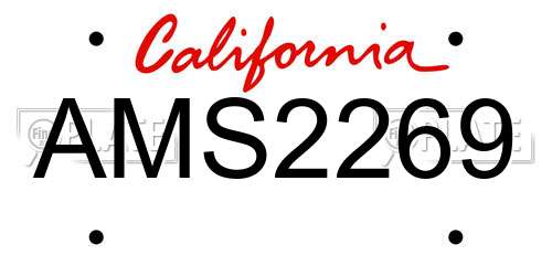 AMS2269 California License Plate
