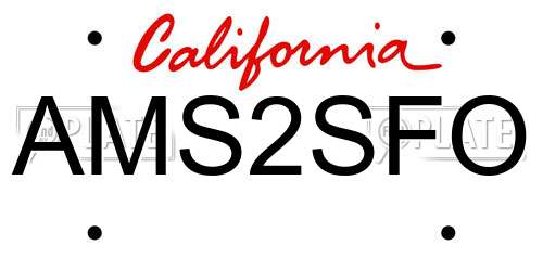 AMS2SFO California License Plate