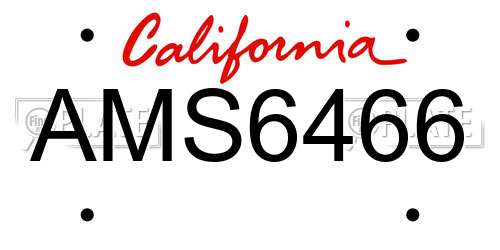 AMS6466 California License Plate