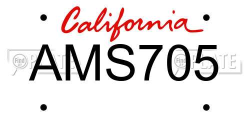 AMS705 California License Plate