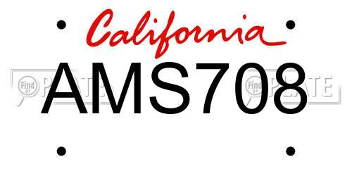AMS708 California License Plate