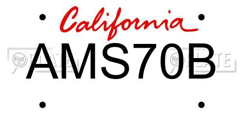 AMS70B California License Plate
