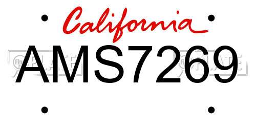 AMS7269 California License Plate