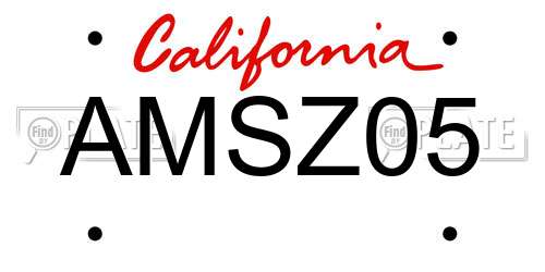 AMSZ05 California License Plate