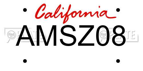 AMSZ08 California License Plate