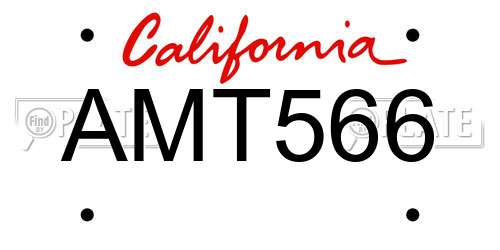 AMT566 California License Plate