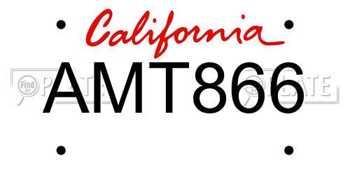 AMT866 California License Plate