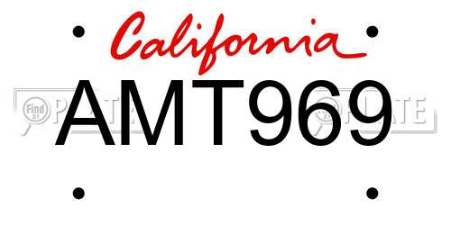 AMT969 California License Plate