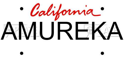 AMUREKA California License Plate