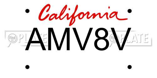 AMV8V California License Plate