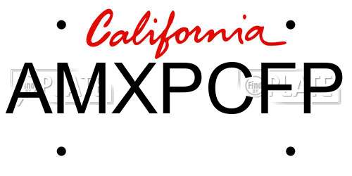 AMXPCFP California License Plate