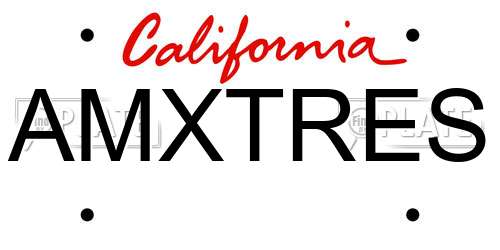 AMXTRES California License Plate