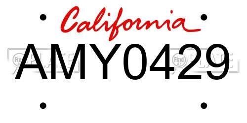 AMY0429 California License Plate