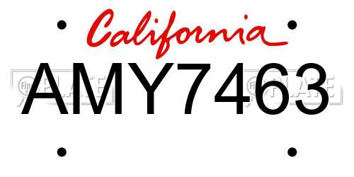 AMY7463 California License Plate