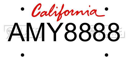 AMY8888 California License Plate
