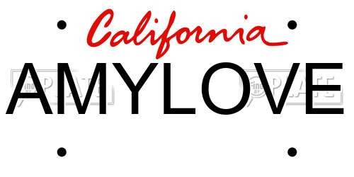 AMYLOVE California License Plate