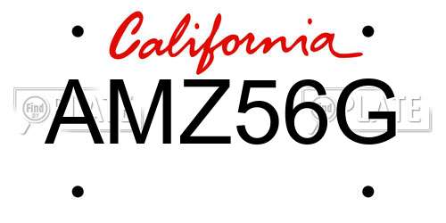 AMZ56G California License Plate