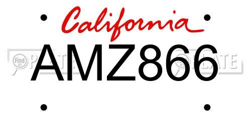 AMZ866 California License Plate