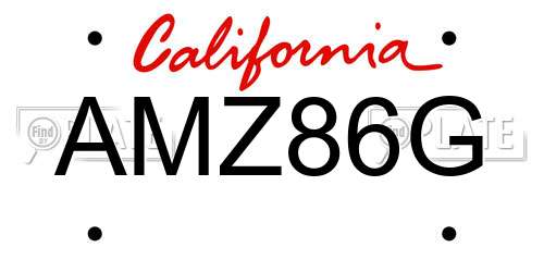 AMZ86G California License Plate