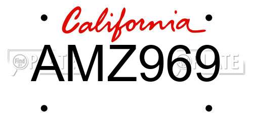 AMZ969 California License Plate