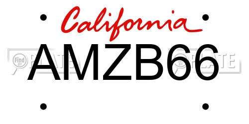 AMZB66 California License Plate