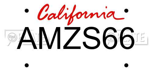 AMZS66 California License Plate