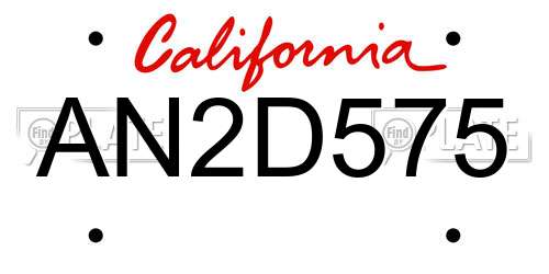 AN2D575 California License Plate
