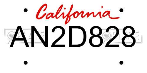 AN2D828 California License Plate