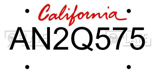AN2Q575 California License Plate