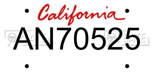 AN70525 California License Plate