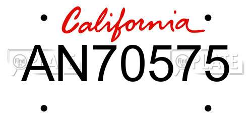 AN70575 California License Plate