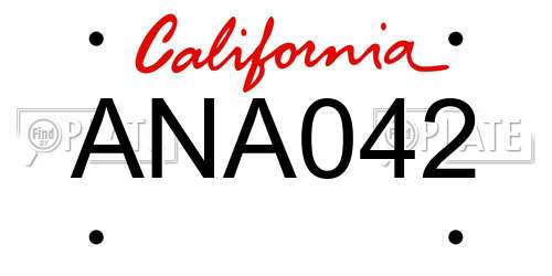 ANA042 California License Plate