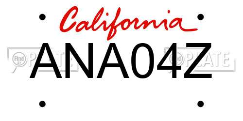ANA04Z California License Plate