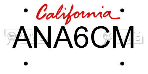 ANA6CM California License Plate