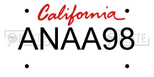 ANAA98 California License Plate