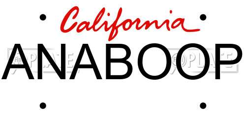ANABOOP California License Plate