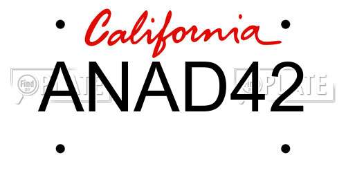 ANAD42 California License Plate