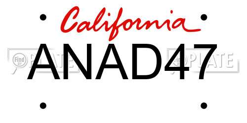 ANAD47 California License Plate