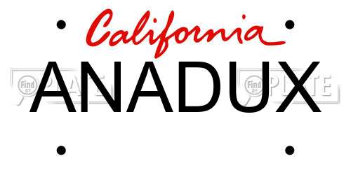 ANADUX California License Plate